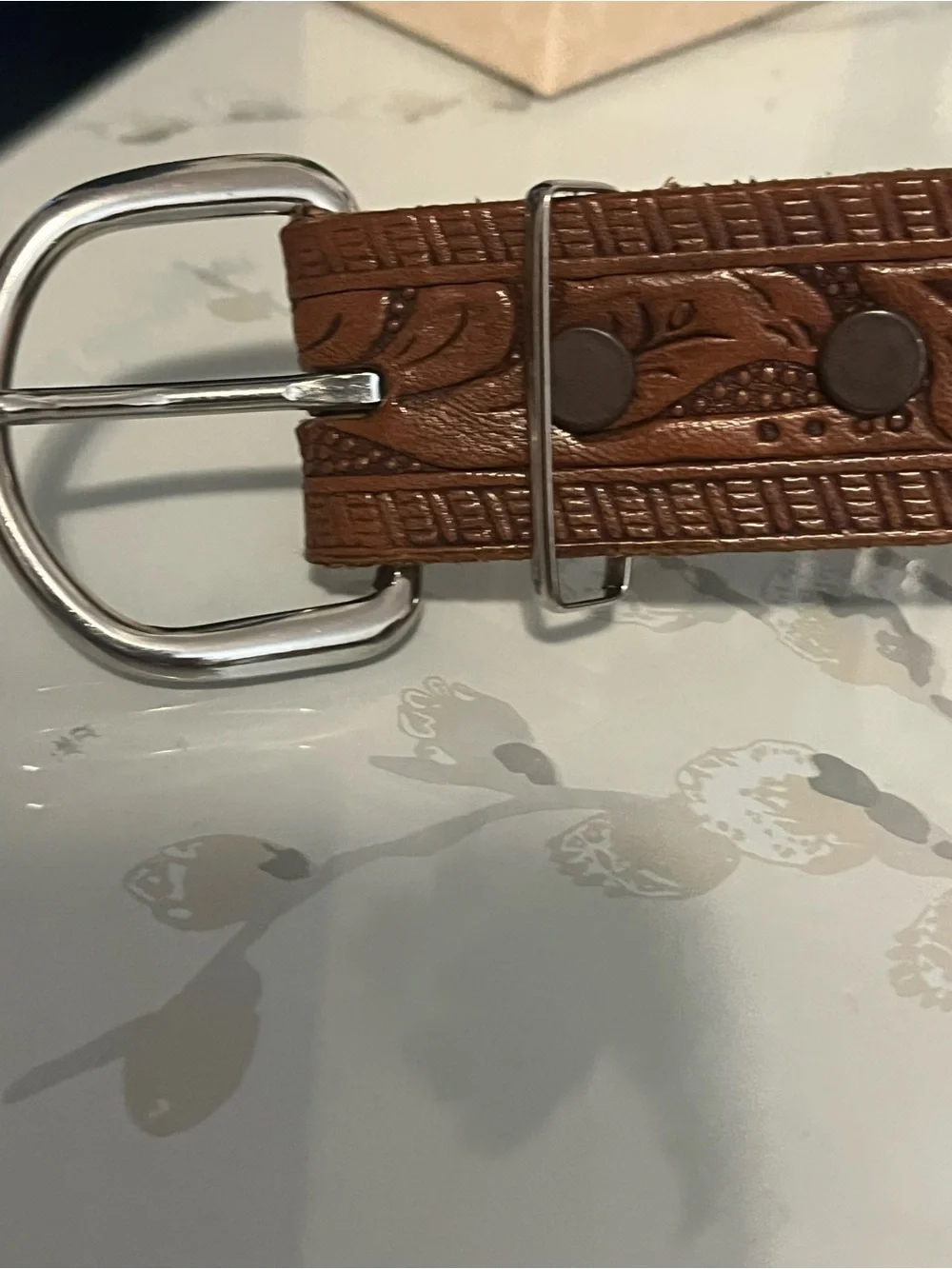 Hand-Tooled Brown Leather size S